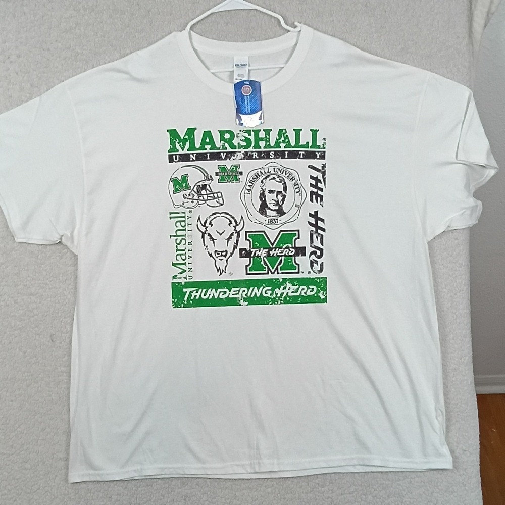 Gildan Marshall University T-Shirt Men 3XL White Thundering Herd Graphic Tee NEW